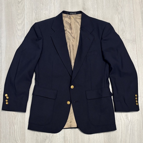 Mens 38S Stanley Blacker Elegant Blazer Sports Coat Jacket Gold Buttons - Picture 1 of 8